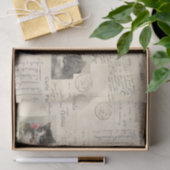 Vintages Postkartenpapier für das französische Gew Seidenpapier (Geschenk)