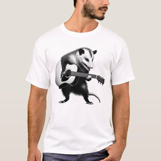 Vintages Posum Opossum Gitarre spielen T-Shirt (Vorderseite)