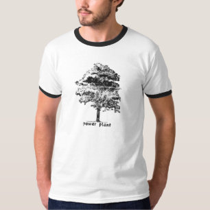 Vintages Power-Pflanzen-Baum-Schwarzes T-Shirt