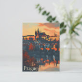 Vintages Prag: Karlsbrücke Postcard Postkarte (Stehend Vorderseite)