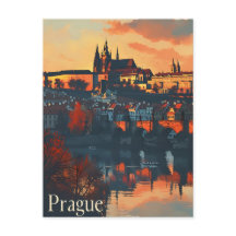 Vintages Prag: Karlsbrücke Postcard