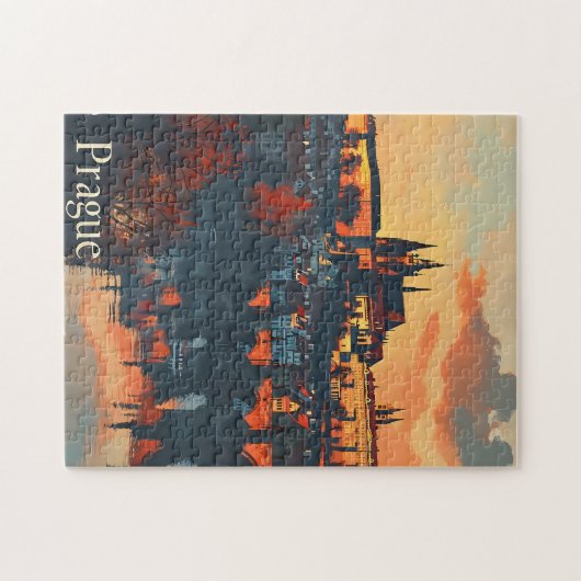 Vintages Prag: Karlsbrücke Postcard Puzzle (Horizontal)