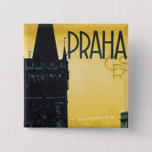 Vintages Prag-Plakat Button