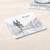 Vintages Prag Rechteckiger Pappuntersetzer (angewinkelt)