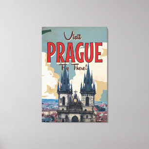 Vintages Prag, Tschechische Republik-Reise-Plakat Leinwanddruck