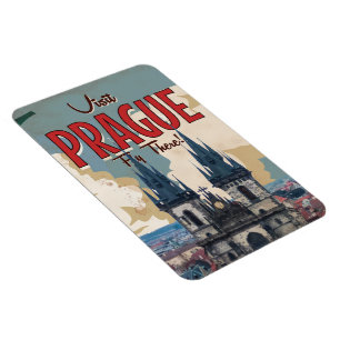 Vintages Prag, Tschechische Republik-Reise-Plakat Magnet