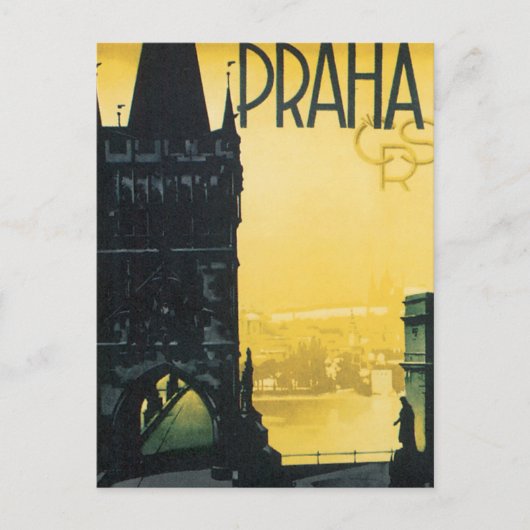 Vintages Praha Poster Postkarte (Vorderseite)