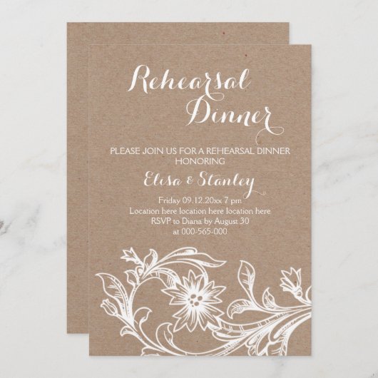 Vintages Probe-Dinner Einladung (Vorne/Hinten)