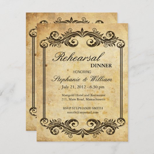 Vintages Probe-Dinner Einladung (Vorne/Hinten)