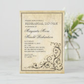 Vintages Probe-Dinner laden geblüht Wirbel ein Einladung (Stehend Vorderseite)