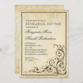 Vintages Probe-Dinner laden geblüht Wirbel ein Einladung (Vorne/Hinten)