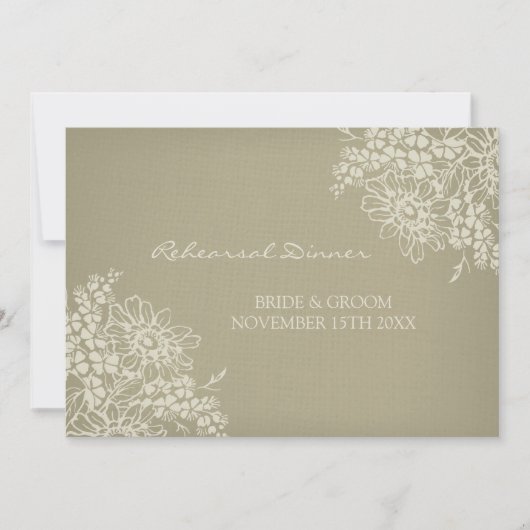 Vintages Proben-Abendessen-mit BlumenParty Einladung (Vorderseite)