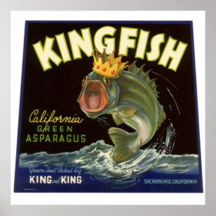 Vintages Produkt kann Art, Kingfish Asparagus kenn Poster