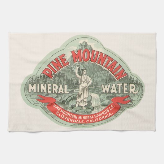 Vintages Produktetikett, Kiefernbergmineralwasser Geschirrtuch (Horizontal)