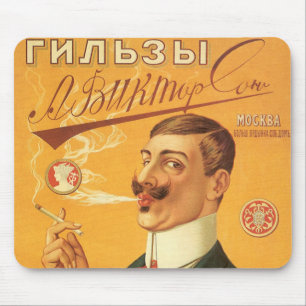 Vintages Produktetikett, russischer Zigarettenrauc Mousepad