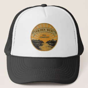 Vintages Produktlabel Art, Golden West Oil Company Truckerkappe
