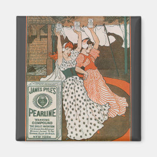 Vintages Produktlabel Art Pearline Moderner Reinig Magnet