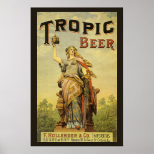 Vintages Produktlabel Art, Tropic Beer Gladiator Poster