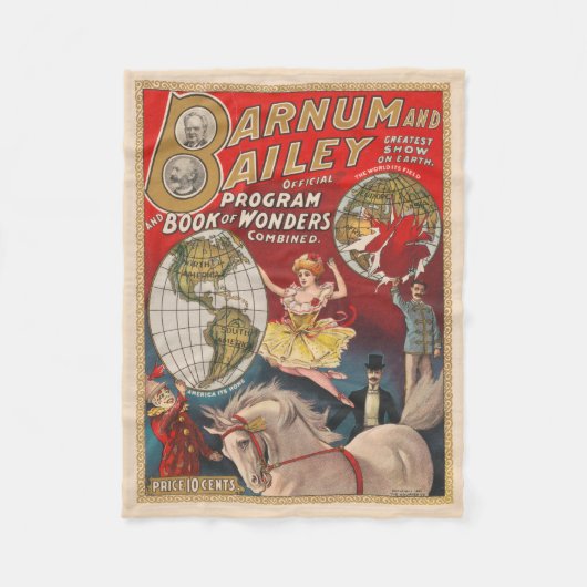Vintages Programm für Barnum und Bailey Fleecedecke (Vorderseite)