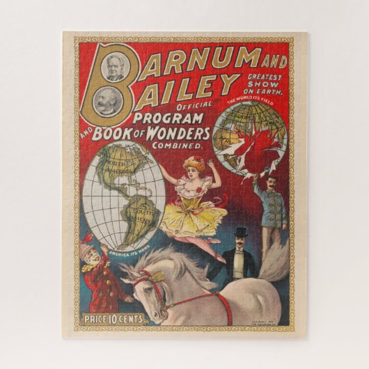 Vintages Programm für Barnum und Bailey Puzzle (Vertikal)