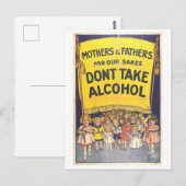 Vintages Prohibition Poster "Don't take Alcohol" Postkarte (Vorne/Hinten)