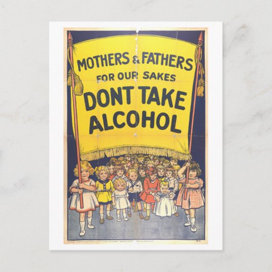 Vintages Prohibition Poster "Don't take Alcohol" Postkarte (Vorderseite)