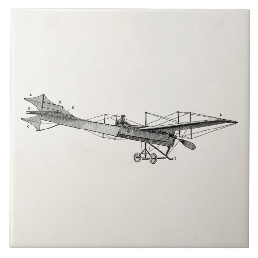 Vintages Propeller-Flugzeug-Retro altes Fliese (Vorderseite)