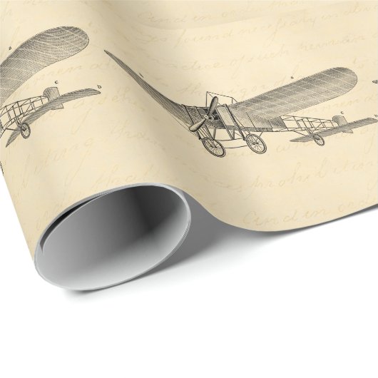 Vintages Propeller-Flugzeug-Retro altes Geschenkpapier (Rolleneckpunkt)