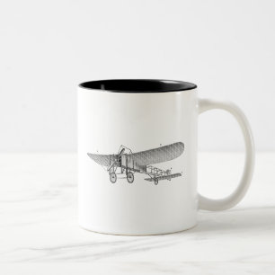 Vintages Propeller-Flugzeug-Retro altes Zweifarbige Tasse