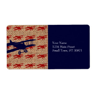 Vintages Propellerflugzeug auf Burlap Print