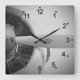 Vintages Propellerflugzeug Quadratische Wanduhr