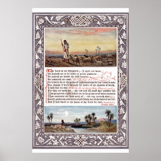 Vintages Psalm 23 Bibel Verse Art Poster (Vorne)