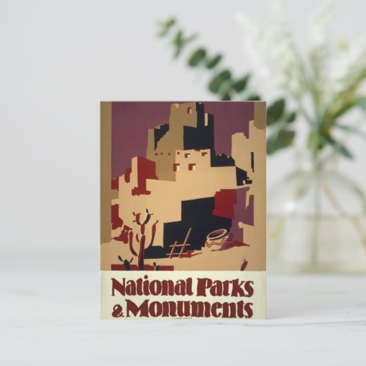 Vintages Pueblo WPA Nationalparkplakat Postkarte (Stehend Vorderseite)