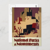 Vintages Pueblo WPA Nationalparkplakat Postkarte (Vorne/Hinten)
