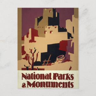 Vintages Pueblo WPA Nationalparkplakat Postkarte