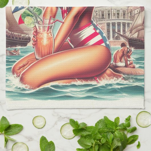 Vintages Puerto Rico Button-Up Geschirrtuch (Gefaltet)