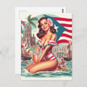 Vintages Puerto Rico Button-Up Postkarte (Vorne/Hinten)