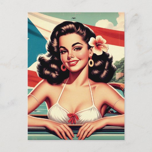 Vintages Puerto-Rico-Girl Postkarte (Vorderseite)