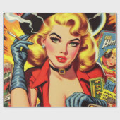 Vintages Pulllandmädchen Geschenkpapier (Flach)