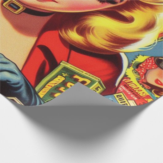 Vintages Pulllandmädchen Geschenkpapier (Ecke)