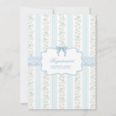 Vintages Pulver Blue Bow Boy Baby Dusche Einladung (Rückseite)