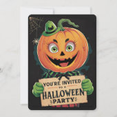 Vintages Pumkin-Kopf-Halloween-Party Einladung (Vorderseite)