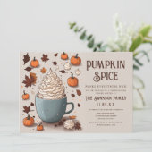 Vintages Pumpkin Gewürz Kaffee Erntedank Abendesse Einladung (Stehend Vorderseite)
