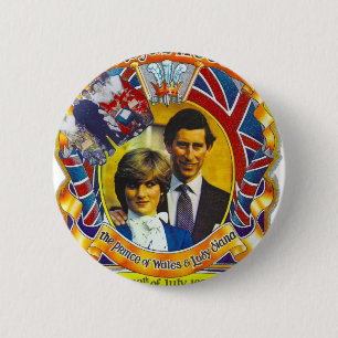 Vintages Punk 80' sroyal wedding Charles und Di Button