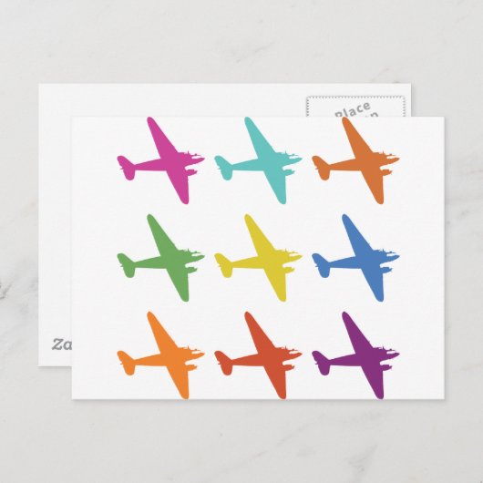 Vintages Punk-Retro-Flugzeugmuster Postkarte (Vorne/Hinten)