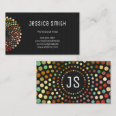 Vintages Punktmuster | Moderne Kunst | Monogramm Visitenkarte (Vorne/Hinten)