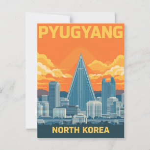 Vintages Pyongyang North Korea Ryugyong Hotel Postkarte