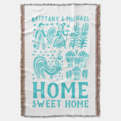 Vintages Pyrex Muster - Butterprint Türkis-Blau Decke (Vorderseite Vertikal)