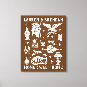 Vintages Pyrex Muster - früh Amerikaner (kolonial Leinwanddruck