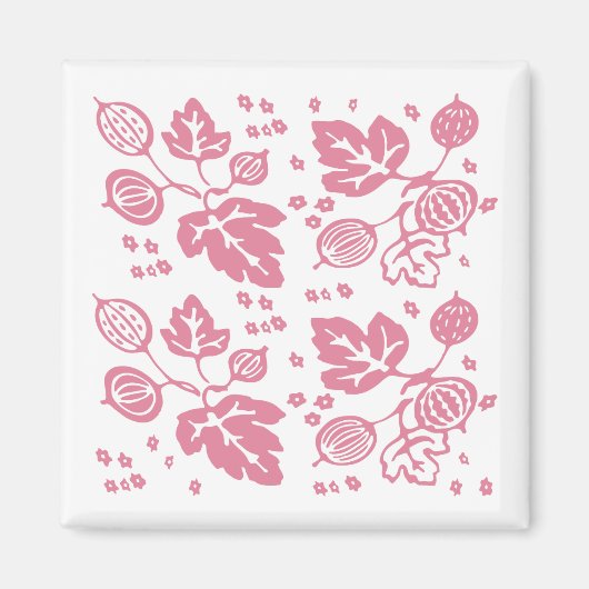 Vintages Pyrex-Muster - Goosebeere (Rosa) Magnet (Vorne)